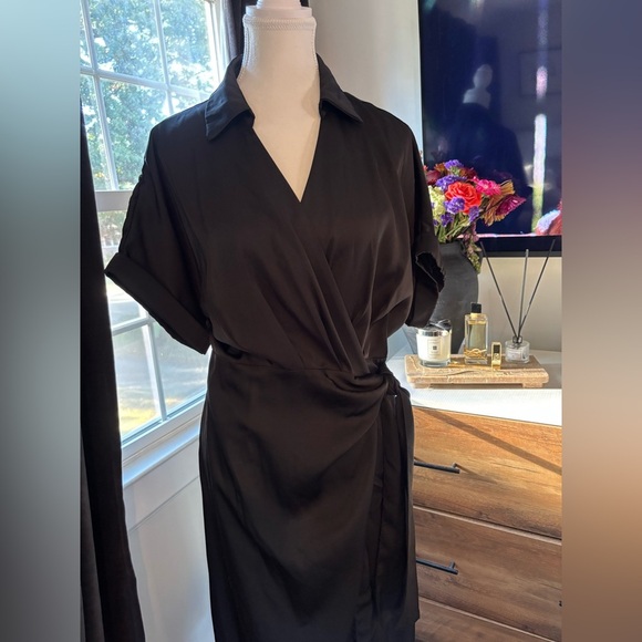 Silky Gorgeous Black Wrap Dress - Picture 3 of 5